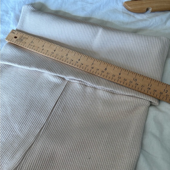 Zara NWOT beige cream ribbed fold over waist flare pants medium tall stretchy - Picture 10 of 11